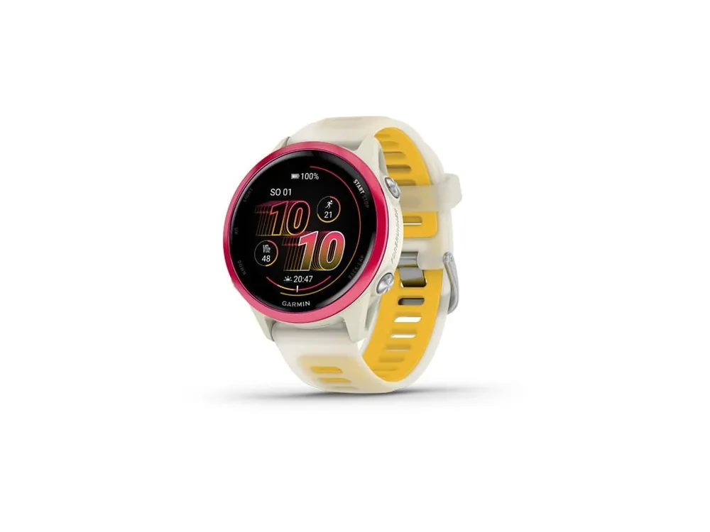 Horká Nabídka Garmin Forerunner 570 - 42mm, Raspberry hliníková luneta, poloprůhledný řemínek Bone/Mango
