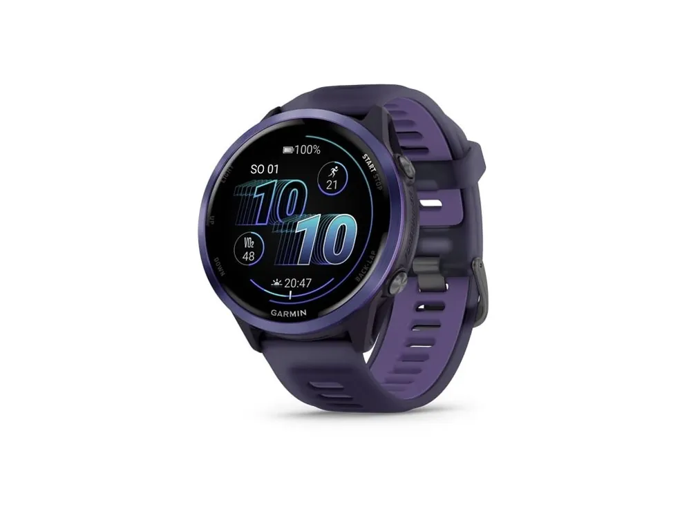 Garmin Forerunner 570 - 47mm, Indigo hliníková luneta, poloprůhledný řemínek Imperial Purple/Indigo Dokud Zásoby Vydrží