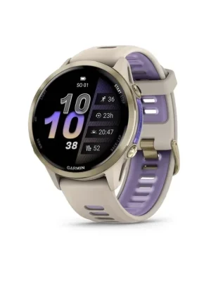 Poslední Šance Garmin Forerunner 970, Soft Gold titanová luneta, pouzdro French Grey a poloprůhledný řemínek French Grey/Indigo