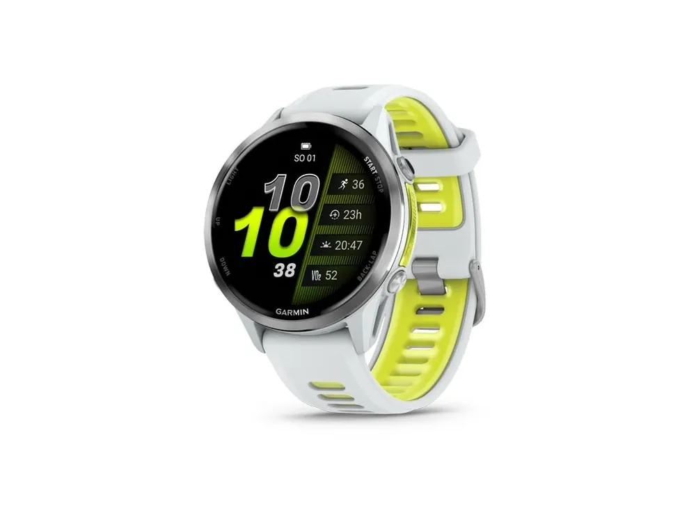 Akce Garmin Forerunner 970, Titanová luneta, pouzdro Whitestone a poloprůhledný řemínek Whitestone/Amp Yellow