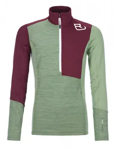 Cenově Výhodný Ortovox FLEECE LIGHT ZIP NECK W, green forest blend, 62001