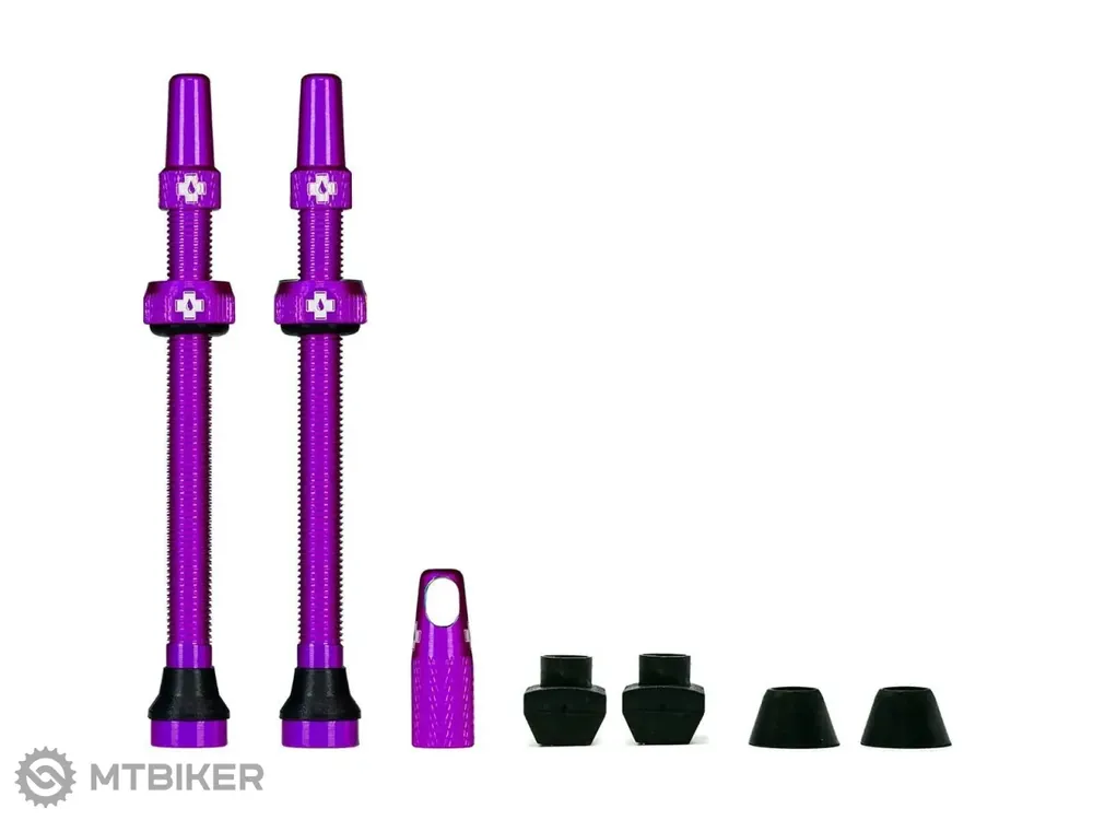 Levný Muc-Off Tubeless Presta Valve KIT bezdušové ventily, galuskový 80 mm, fialová
