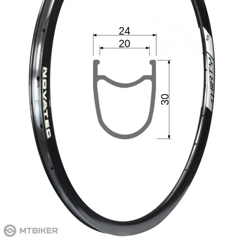 Novatec THIRTY (30) 28" silniční ráfek, 24 děr, lesklý černý Odeslání Ihned
