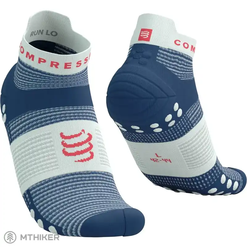 Finální Výprodej COMPRESSPORT Pro Racing v4.0 Run Low ponožky, dress blues/sugar swizzle/fluo red
