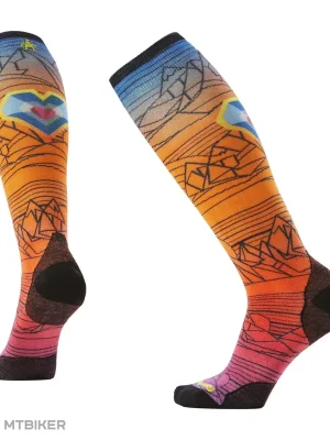 Ověřený Smartwool Ski Zero Cushion Geo Peaks Print OTC podkolenky, orange rust