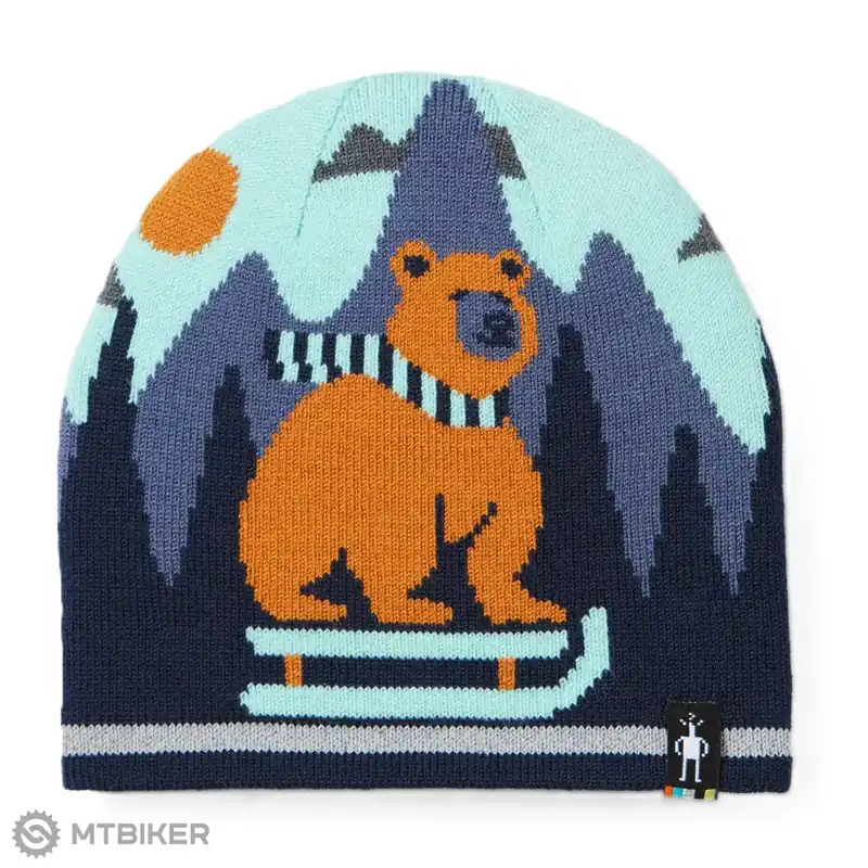 Vrácení Zdarma Smartwool Kids‘ Reversible Art Beanie Everyday čepice, pacific blue