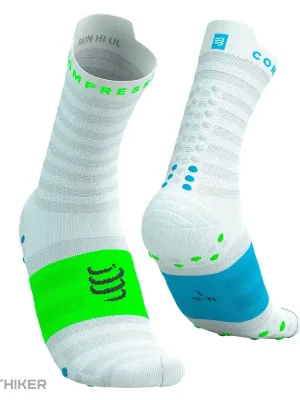 COMPRESSPORT Pro Racing Socks v4.0 Ultralight Run High ponožky, bílá/norská blue/neon green Bezpečná Platba