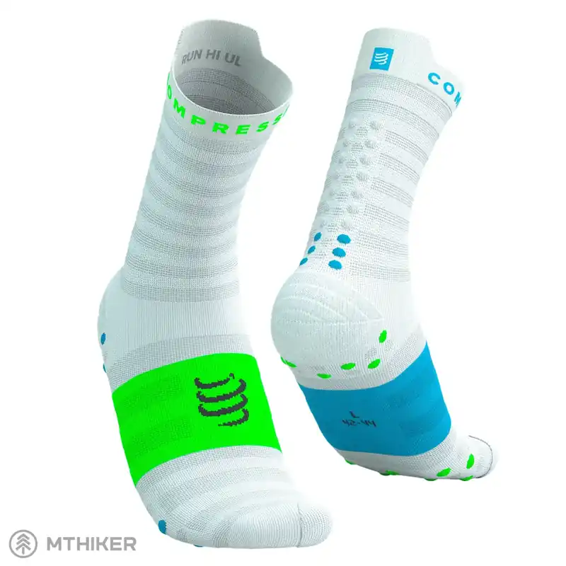 COMPRESSPORT Pro Racing Socks v4.0 Ultralight Run High ponožky, bílá/norská blue/neon green Bezpečná Platba