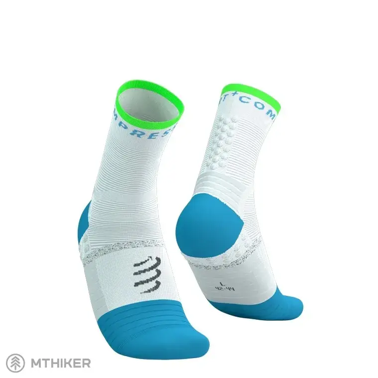 COMPRESSPORT Pro Marathon Socks V2.0 ponožky, bílá/norše blue/neon green Pouze Dnes