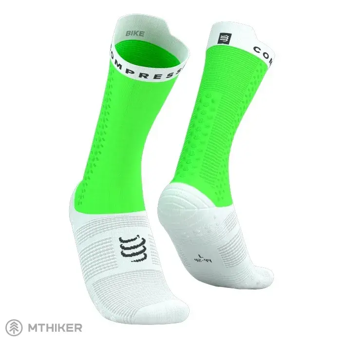 Finální Výprodej COMPRESSPORT Pro Racing Socks v4.0 Bike ponožky, neon green/white