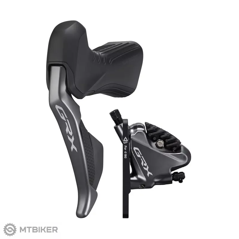 Poslední Šance Shimano GRX Di2 ST-RX815/BR-RX810 Dual Control řazení/hydr. brzda, 2x11, levé, Flat Mount, had. 1000 mm + destičky L03A