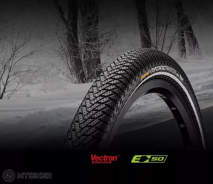 Zlevněný Continental Top CONTACT II Winter Premium 26x2.2" plášť, kevlar, reflex