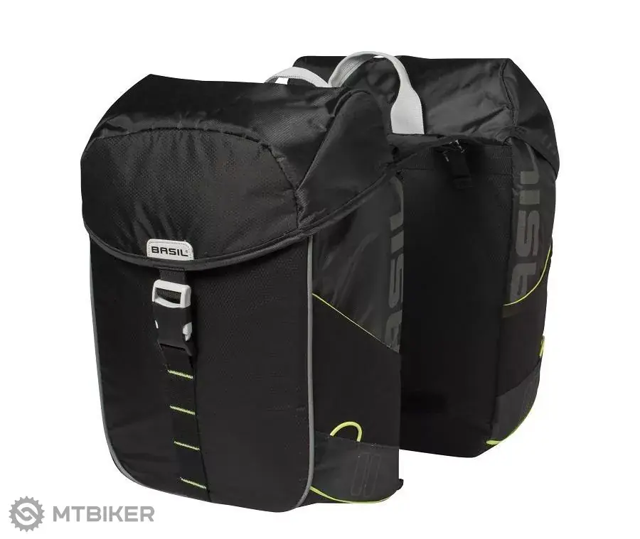 Basil MILES DOUBLE BAG taška na nosič, 32 l, černá/limeta Ihned K Objednání