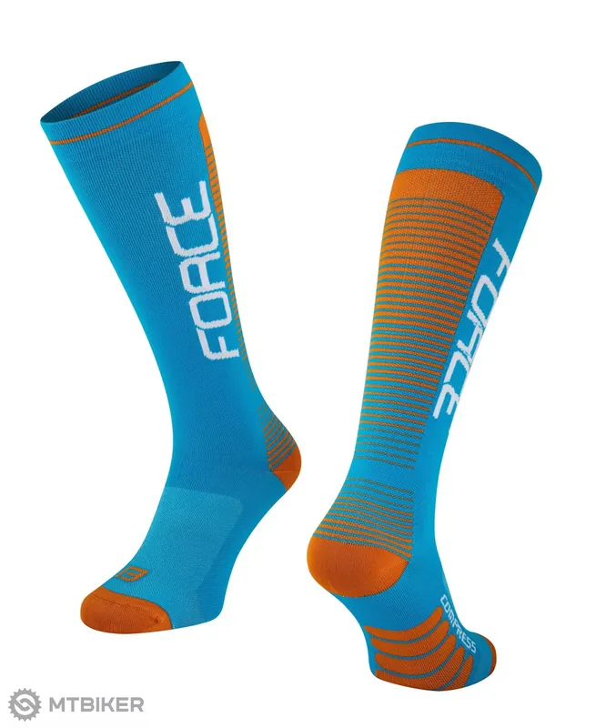 FORCE Compress podkolenky, modrá/oranžová Kup Teď