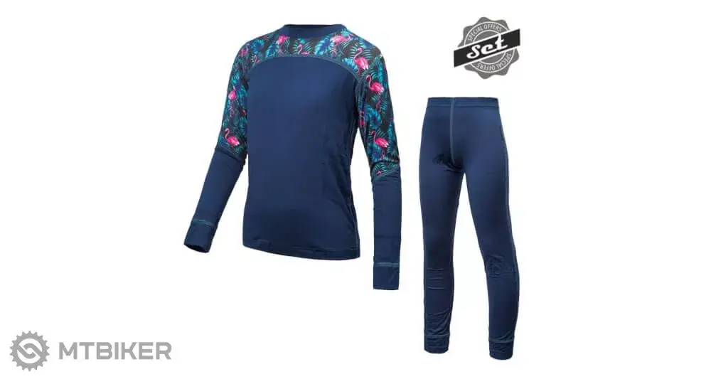 Sensor Merino Impress dětský set, deep blue/floral Must-Have