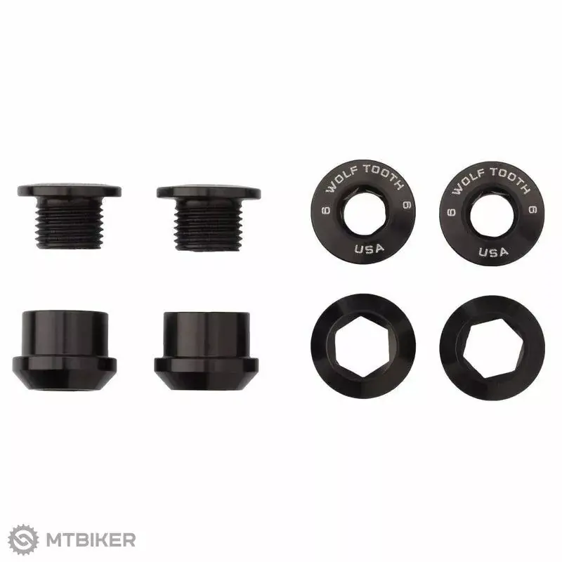 Speciální Cena Wolf Tooth Chainring Nuts and Bolts set šroubů, černá, 4 ks