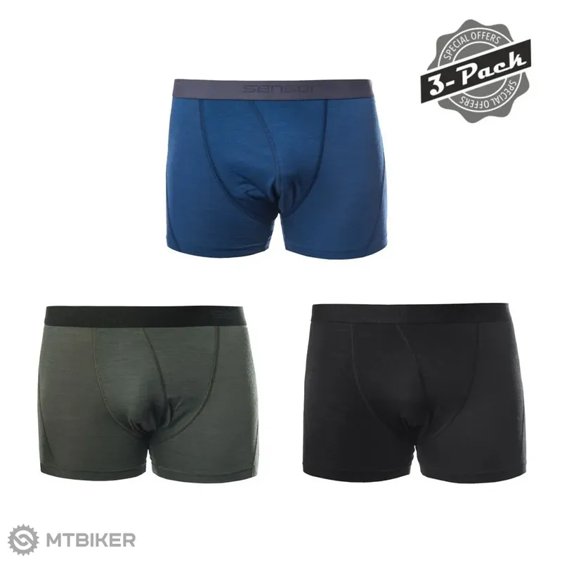 Sensor MERINO AIR boxerky, 3-pack, černá/tmavě modrá/olivová Super Cena