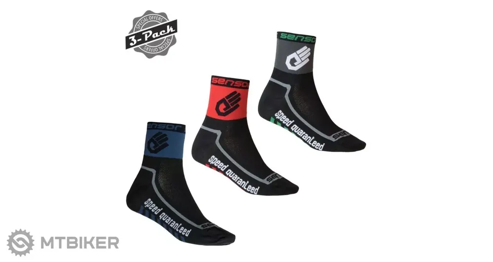 Sensor RACE LITE HAND ponožky, 3 páry, černá/červená Autentický