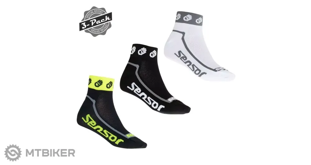 Sensor 3-PACK RACE LITE SMALL HANDS ponožky, černá/bílá Levný