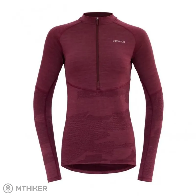Devold Standal Merino Zip Neck dámské triko, beetroot Omezená Nabídka