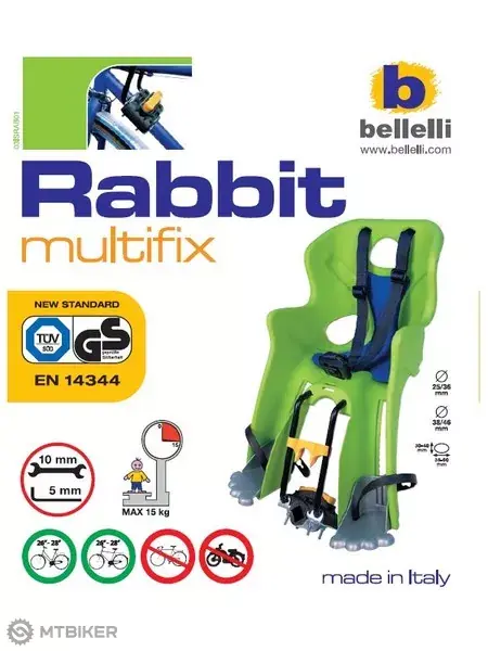 Bellelli RABBIT Fix dětská sedačka, zelená výstavní kus Bezpečná Platba