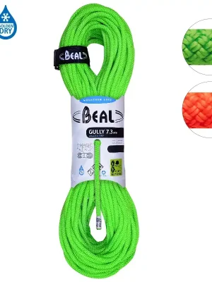 Autentický BEAL dynamické lano Gully Golden Dry 7.3mm 60 m
