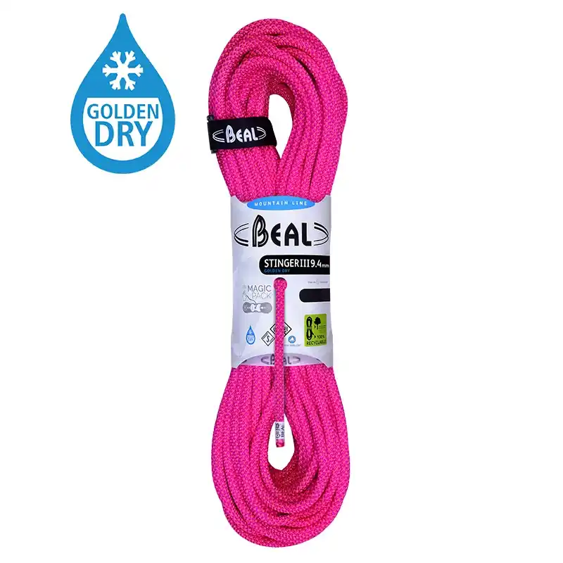 Sleva BEAL dynamické lano Stinger III Golden Dry 9.4mm 60 m