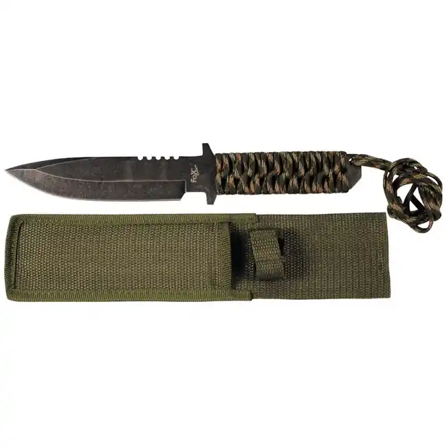 Fox Outdoor pevný nůž s Parakordom, Stonewashed Nová Kolekce