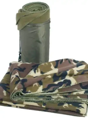 Mil-Tec deka Poly-Fleece, 200x150 cm s obalom Woodland Nejlepší Volba