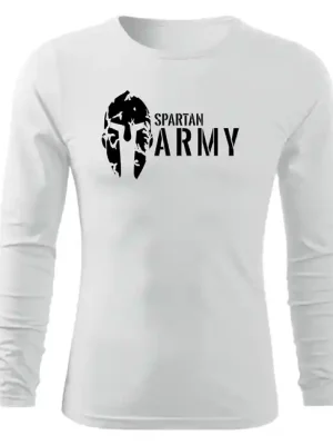 DRAGOWA Fit-T tričko s dlouhým rukávem spartan army, bílá 160g/m2 Víkendová Akce