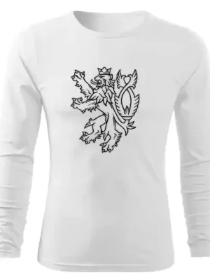 Autentický DRAGOWA Fit-T tričko s dlouhým rukávem český lev, bílá 160g/m2