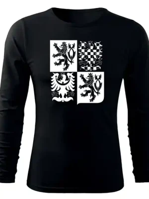 DRAGOWA Fit-T tričko s dlouhým rukávem český velký znak, černá 160g/m2 Akční Nabídka