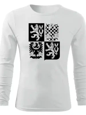 DRAGOWA Fit-T tričko s dlouhým rukávem český velký znak, bílá 160g/m2 Omezená Nabídka