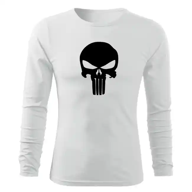 DRAGOWA Fit-T tričko s dlouhým rukávem punisher, bílá 160g / m2 Nejlepší Cena