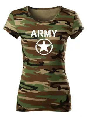 DRAGOWA dámské krátké tričko army star, maskáčová 150g/m2 Bezpečná Platba