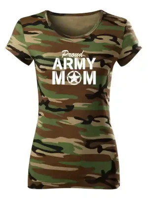 DRAGOWA dámské krátké tričko army mom, maskáčová 150g/m2 Cenový Hit