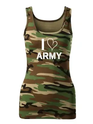 Akční Nabídka DRAGOWA dámské tílko i love army, maskáčová 180g/m2