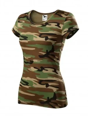 Značkový Malfini Camouflage dámské maskáčové tričko, brown, 150g/m2