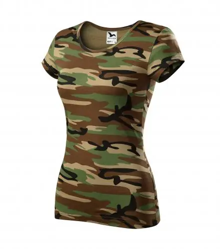 Značkový Malfini Camouflage dámské maskáčové tričko, brown, 150g/m2