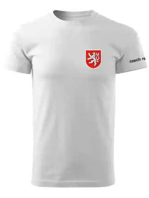 Originální DRAGOWA krátké tričko malý barevný český znak, bílá 160g/m2