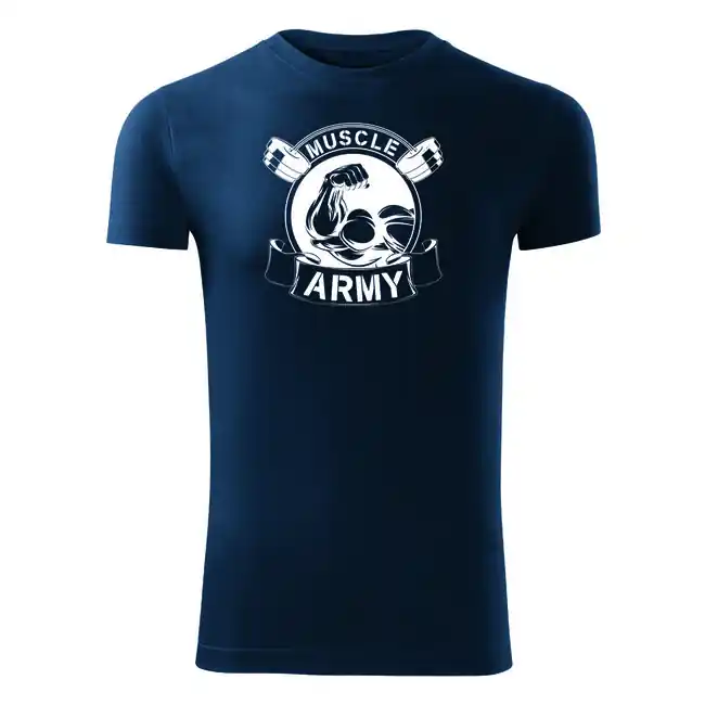 Značkový DRAGOWA fitness tričko muscle army original, modrá 180g/m2