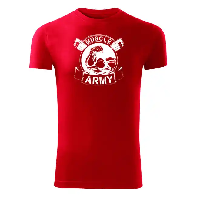 DRAGOWA fitness tričko muscle army original, červená 180g/m2 Novinka