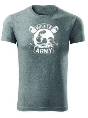Speciální Cena DRAGOWA fitness tričko muscle army original, sivá 180g/m2