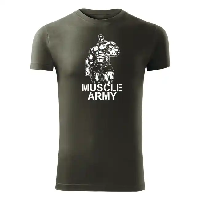 DRAGOWA fitness tričko muscle army man, olivová 180g/m2 Přímo Od Výrobce