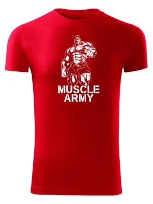 Speciální Cena DRAGOWA fitness tričko muscle army man, červená 180g/m2