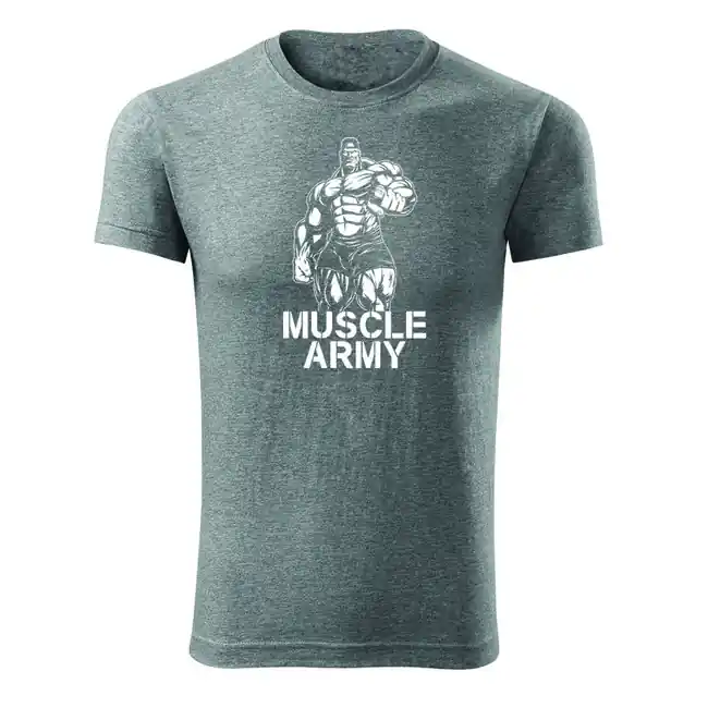 DRAGOWA fitness tričko muscle army man, sivá 180g/m2 Cenová Bomba