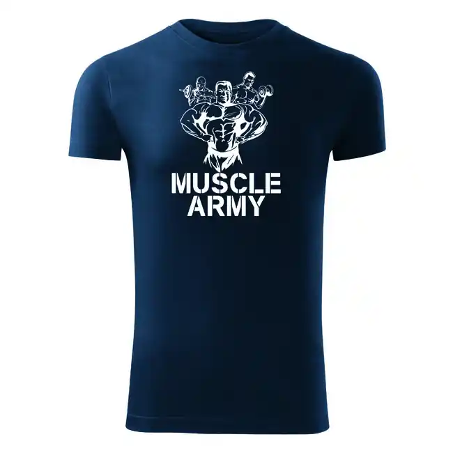 Zlevněný DRAGOWA fitness tričko muscle army team, modrá 180g/m2