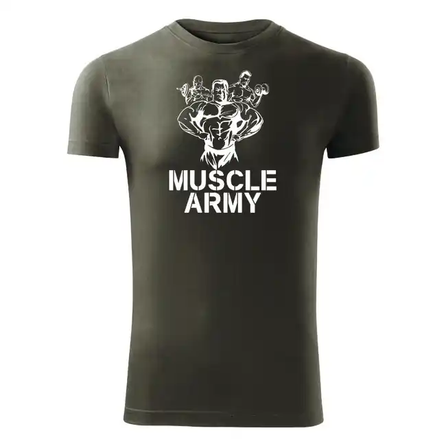 DRAGOWA fitness tričko muscle army team, olivová 180g/m2 Cenový Hit