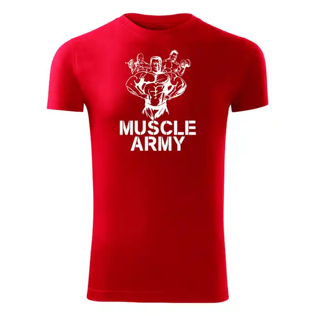 DRAGOWA fitness tričko muscle army team, červená 180g/m2 Značkový