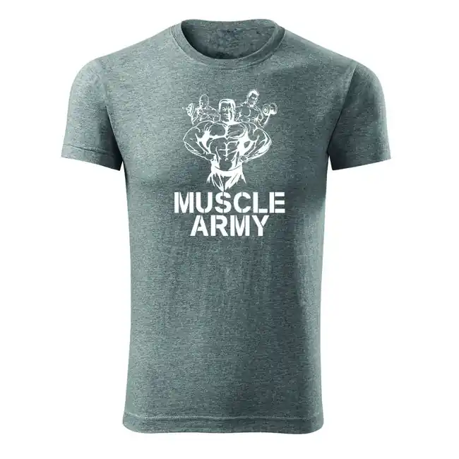 DRAGOWA fitness tričko muscle army team, sivá 180g/m2 Tovární Cena